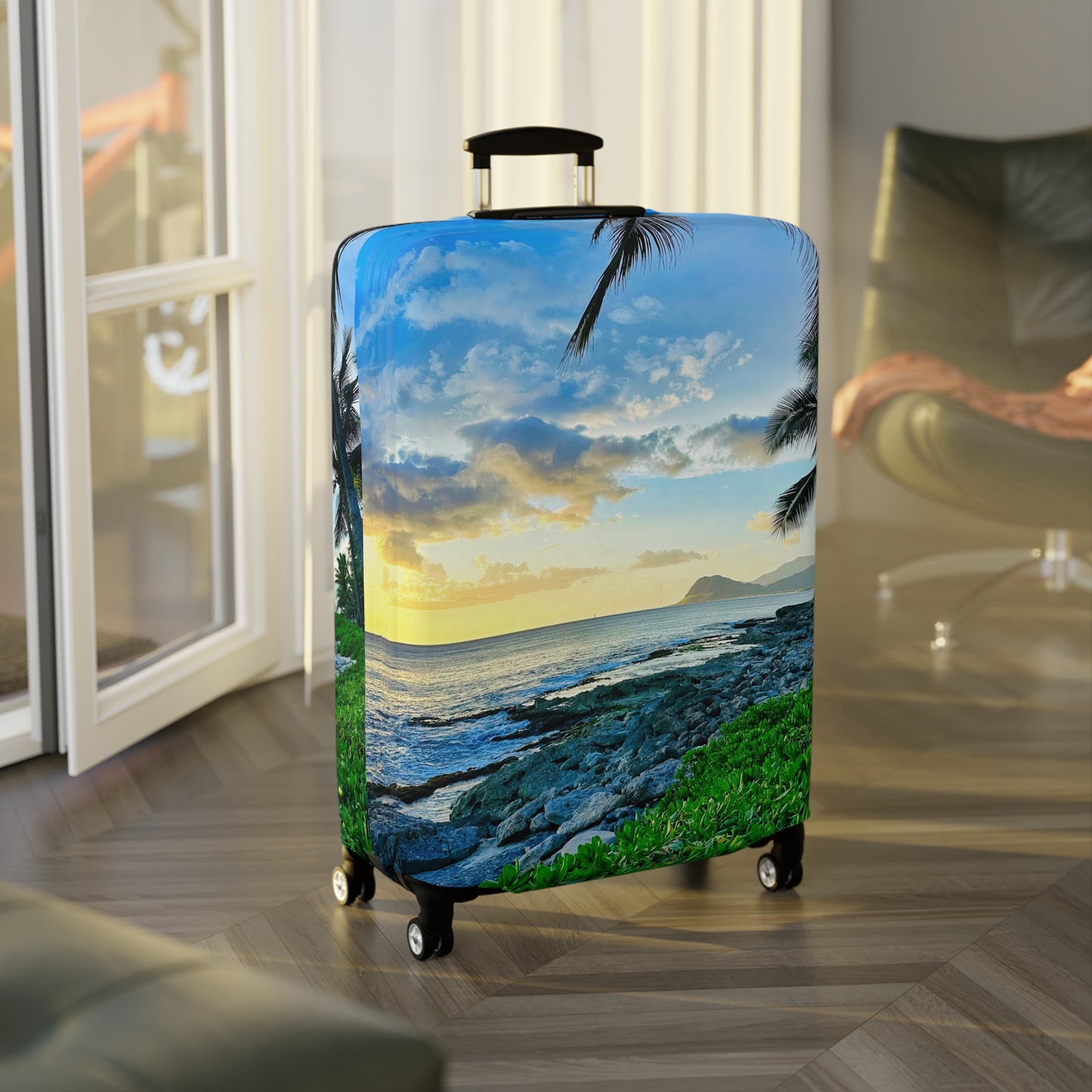 Tropical Sunset Luggage Cover - "Oahu Glow"