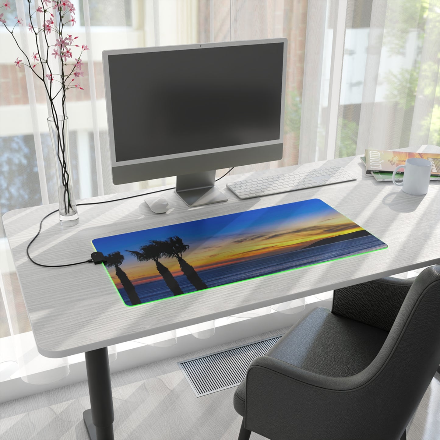 LED Gaming Desk Pad - "Twilight Palms"