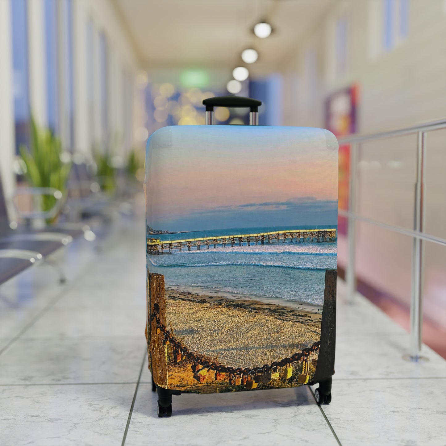 Coastal Luggage Cover - "Locked Love"