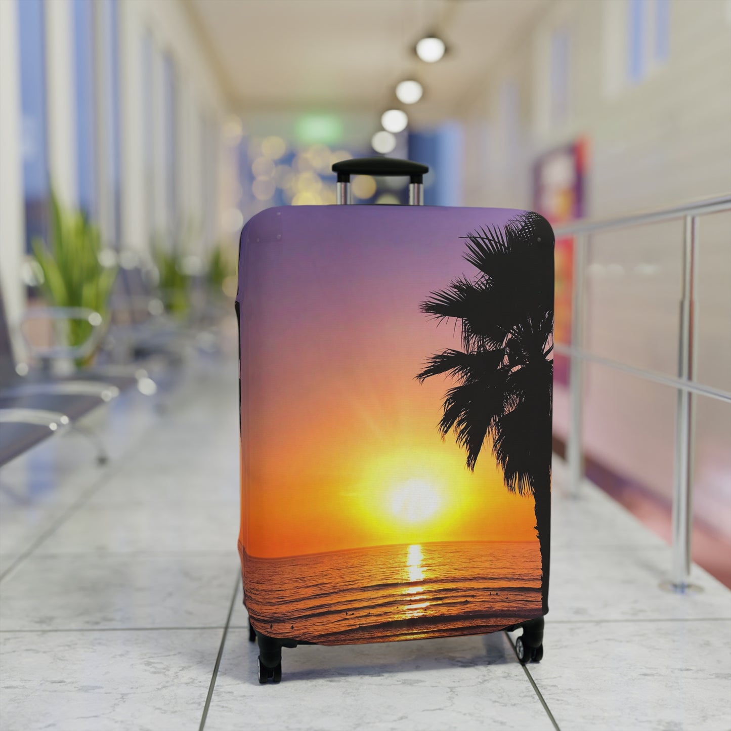 Tropical Sunset Luggage Cover - "Palm Glow"