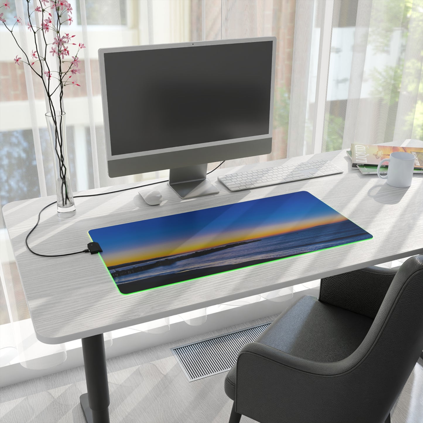 LED Gaming Desk Pad - "Golden Blues"