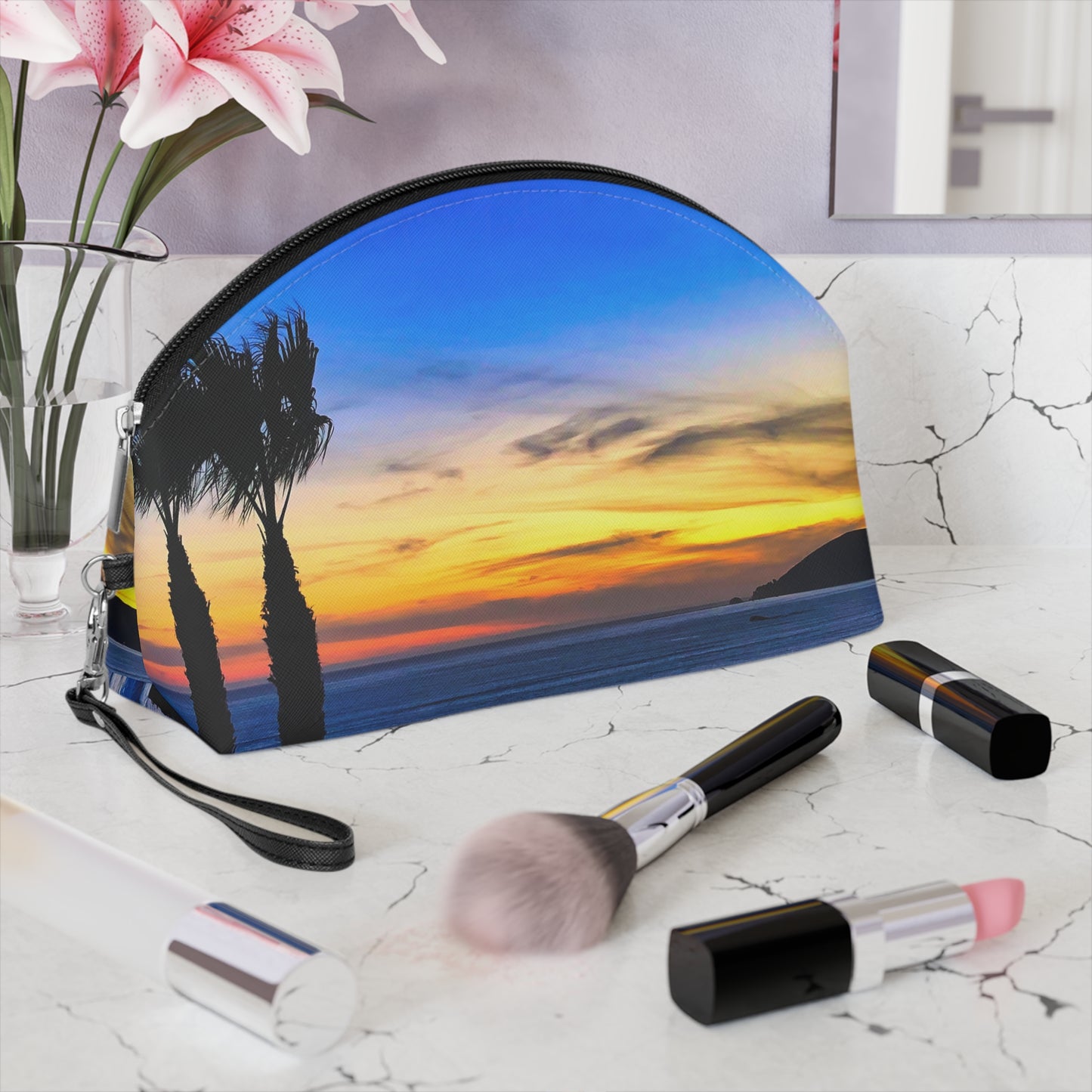 Makeup Bag / Travel Pouch - "Twilight Palms"