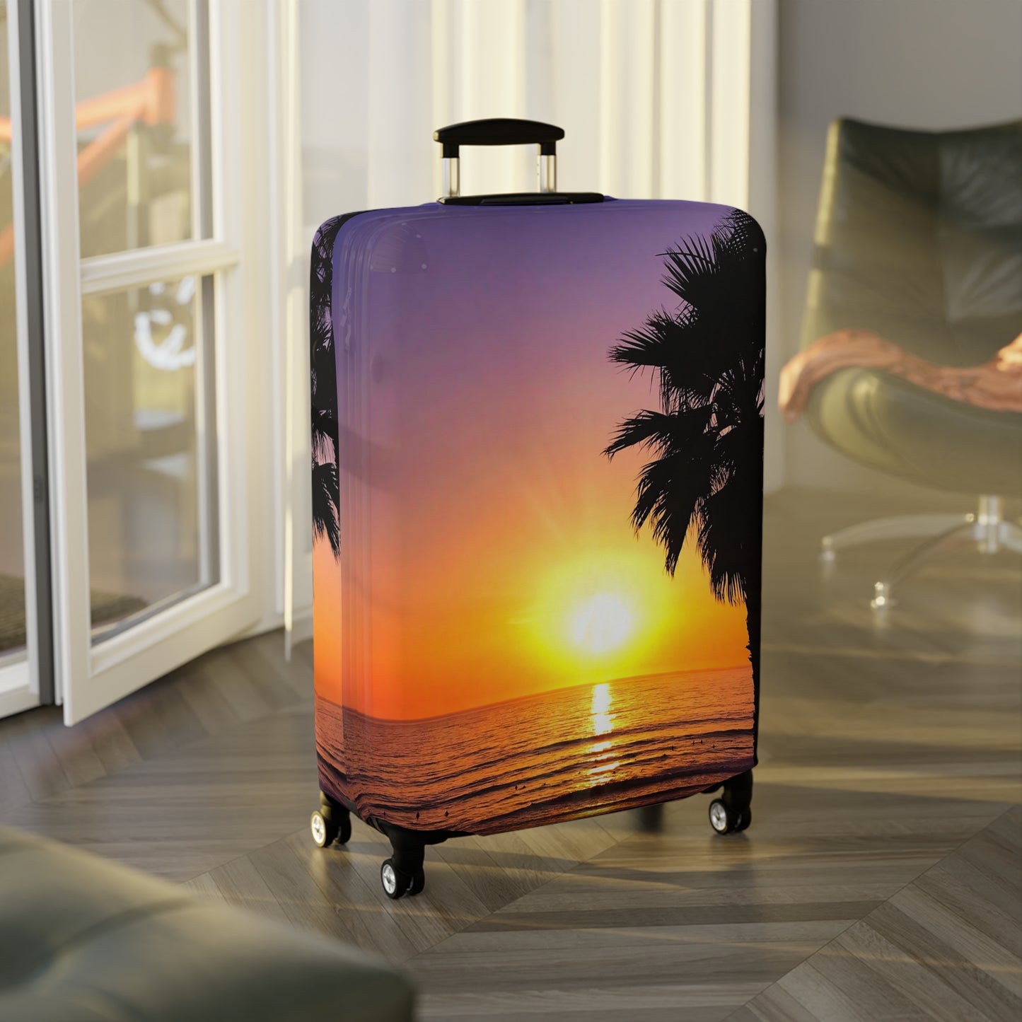 Tropical Sunset Luggage Cover - "Palm Glow"