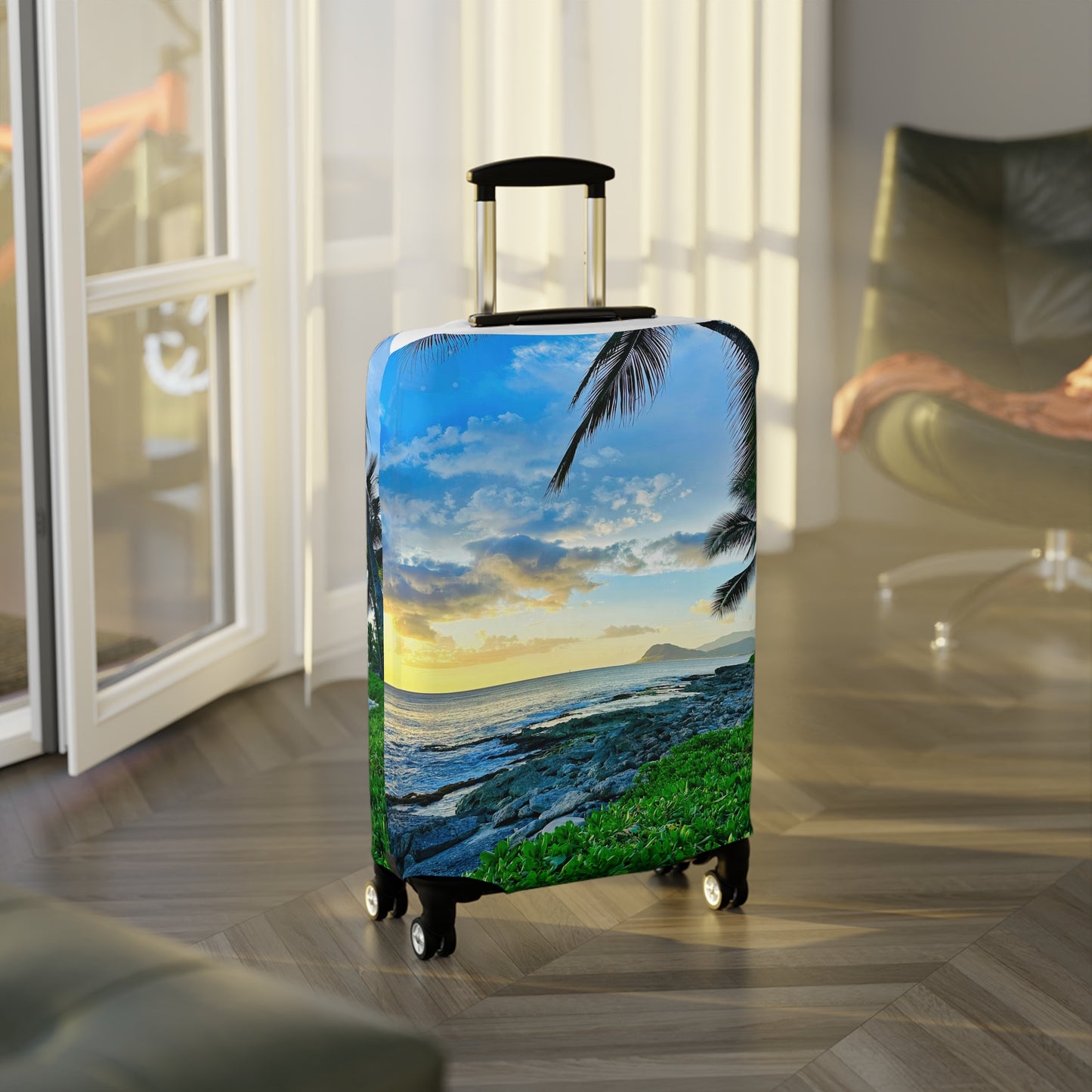 Tropical Sunset Luggage Cover - "Oahu Glow"