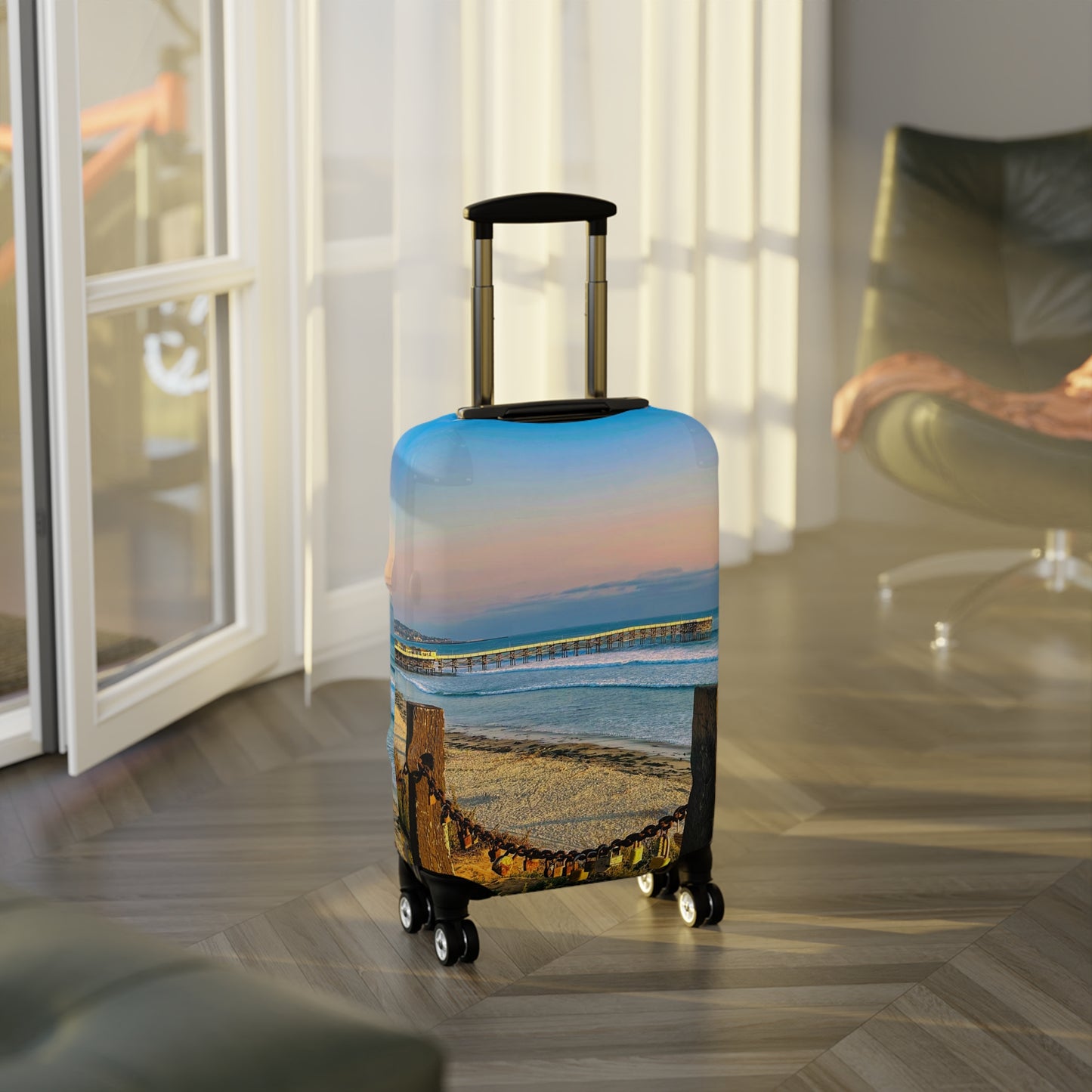 Coastal Luggage Cover - "Locked Love"
