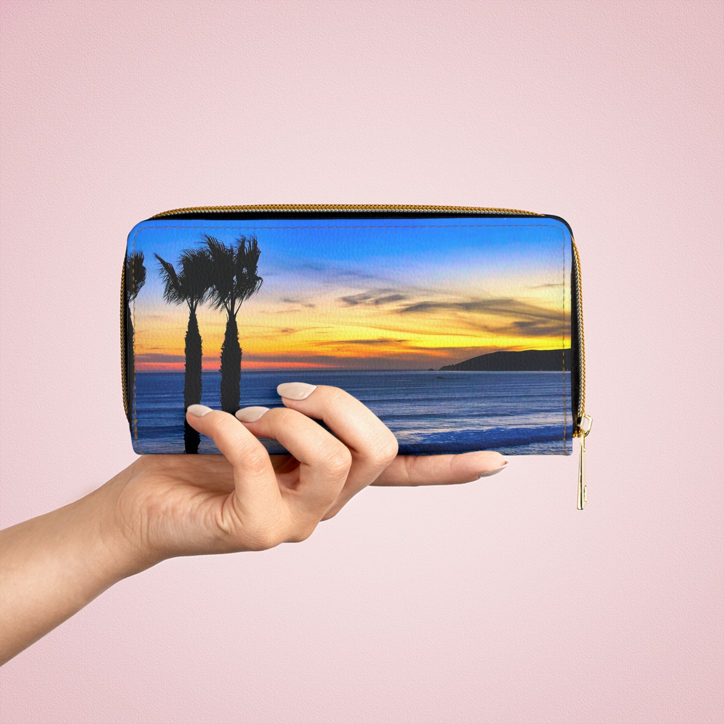 Zipper Wallet - "Twilight Palms"