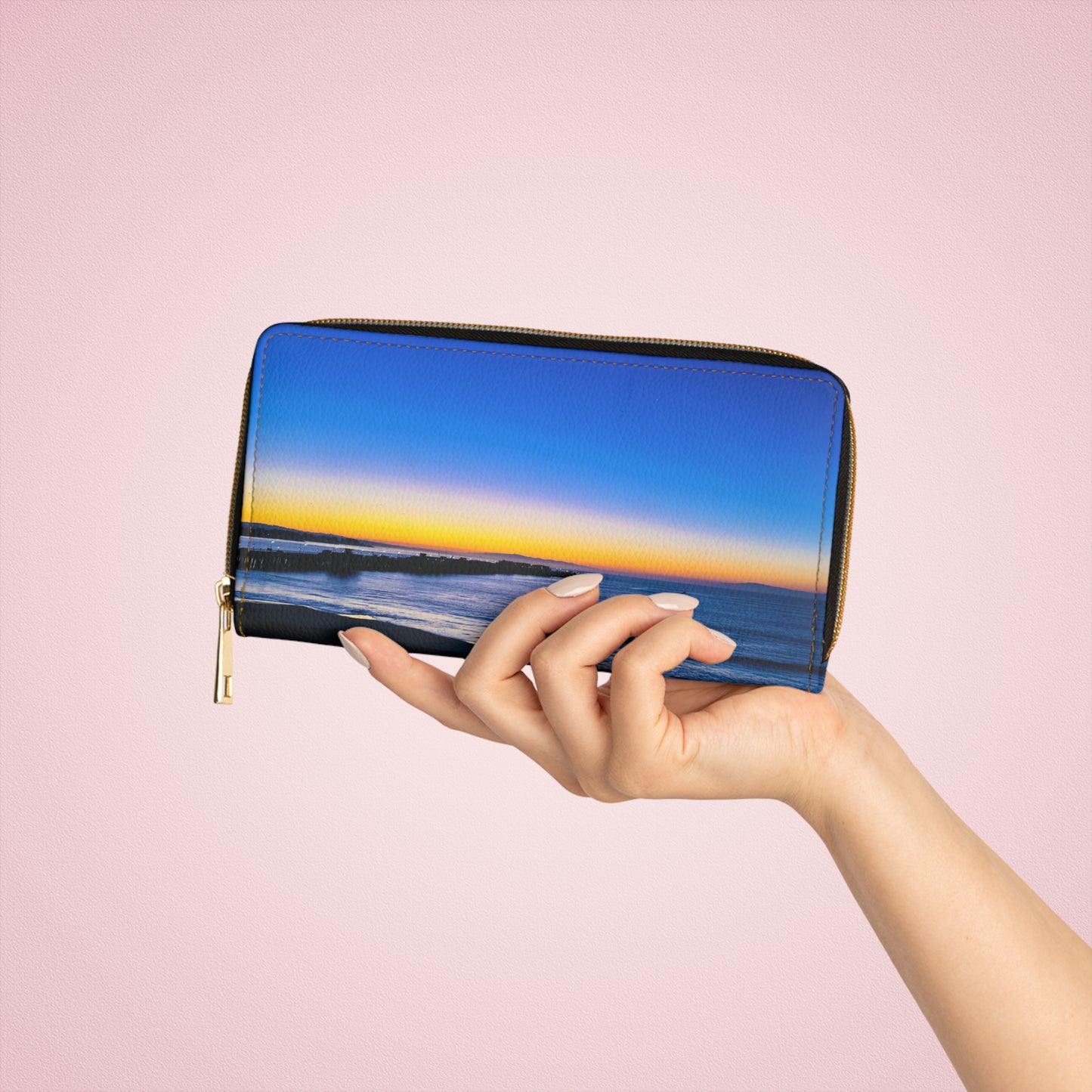 Zipper Wallet - "Golden Blues"