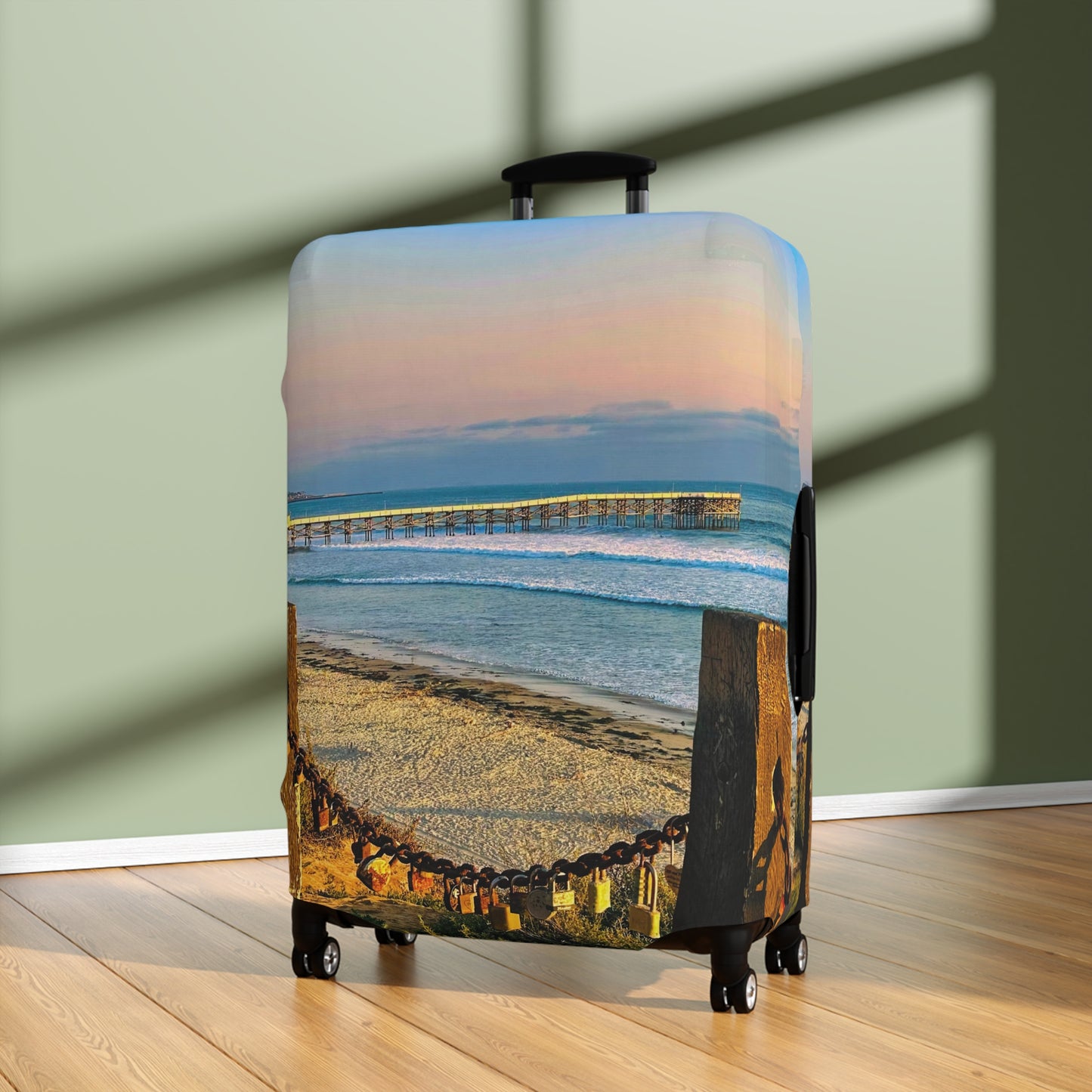 Coastal Luggage Cover - "Locked Love"