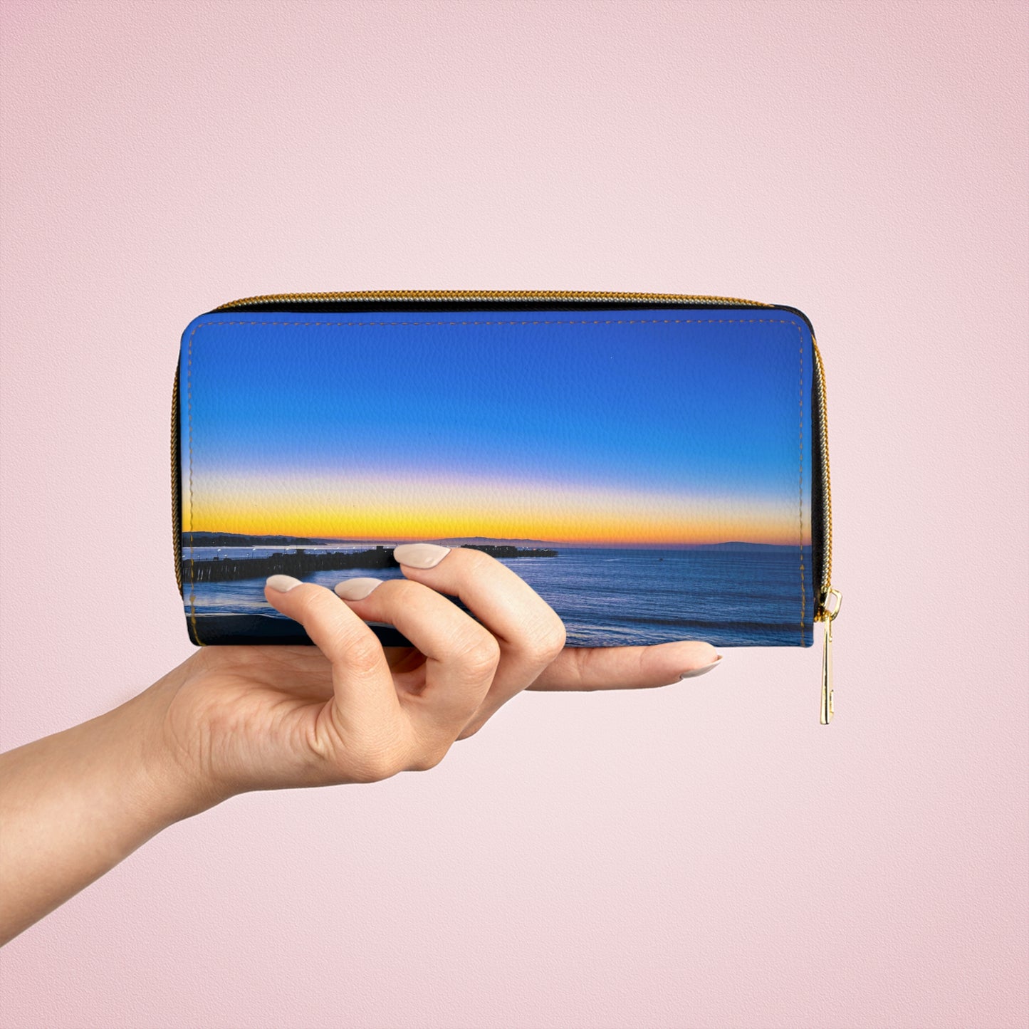 Zipper Wallet - "Golden Blues"