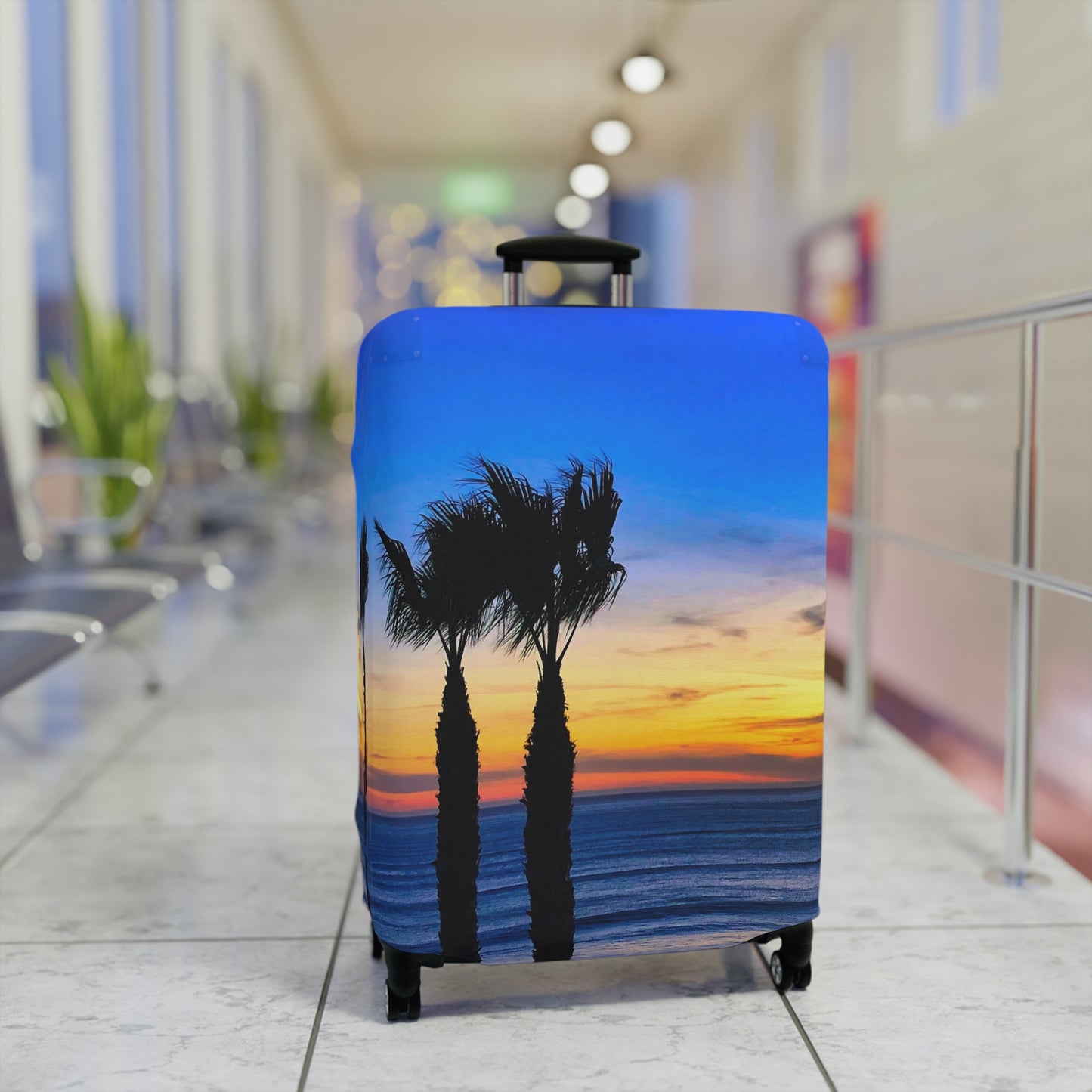 Tropical Sunset Luggage Cover - "Twilight Palms"