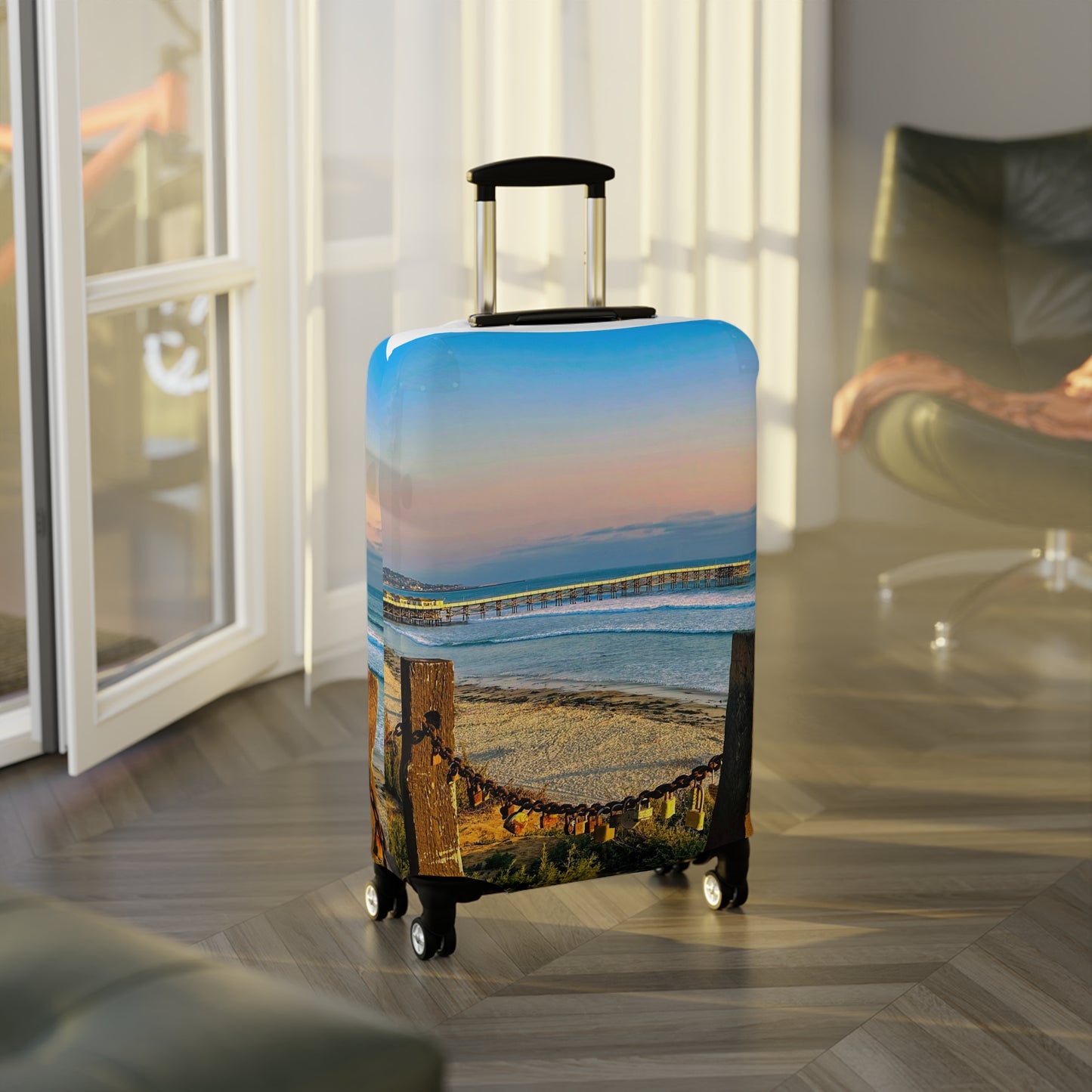 Coastal Luggage Cover - "Locked Love"