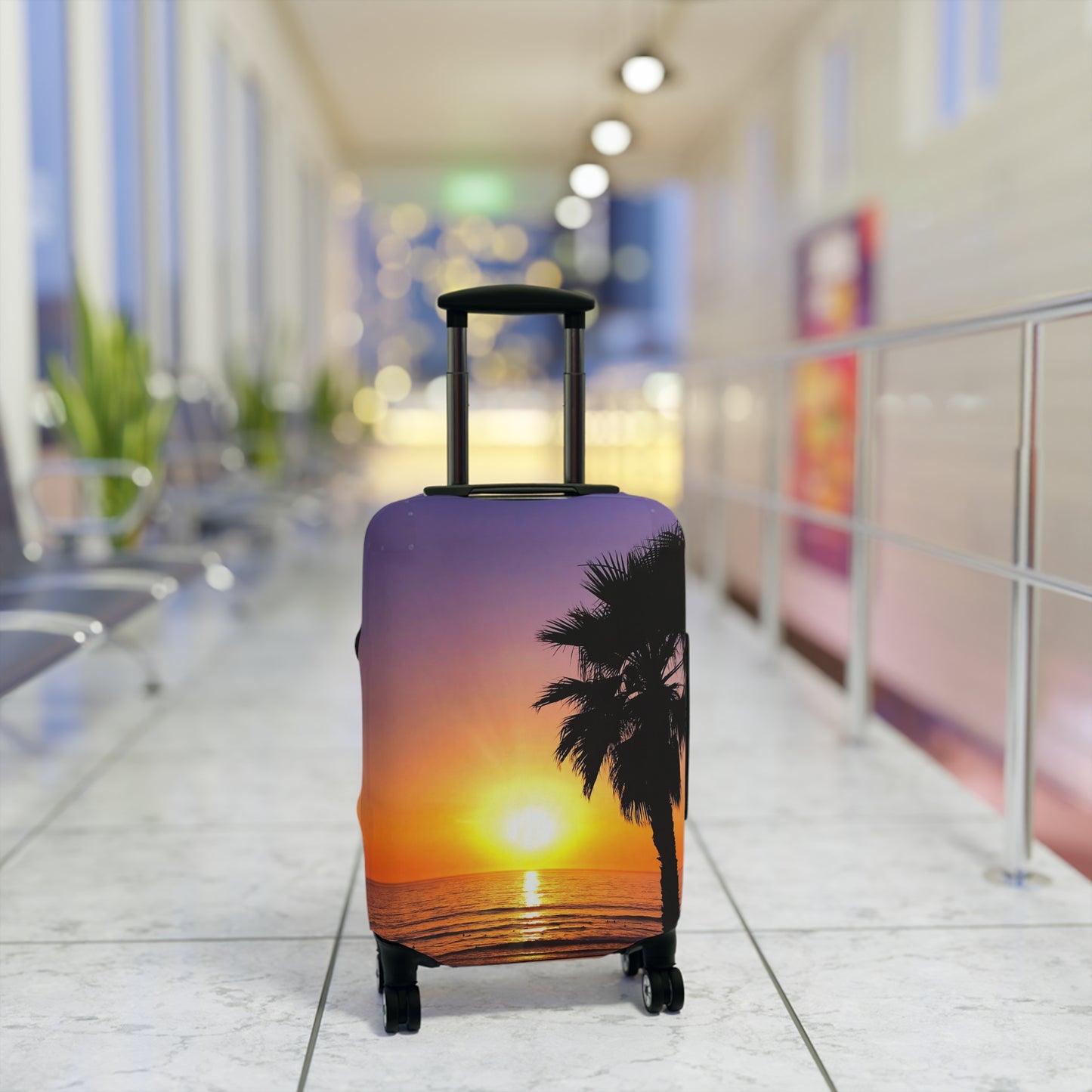 Tropical Sunset Luggage Cover - "Palm Glow"