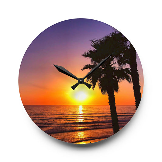 Acrylic Wall Clock - Palm Glow