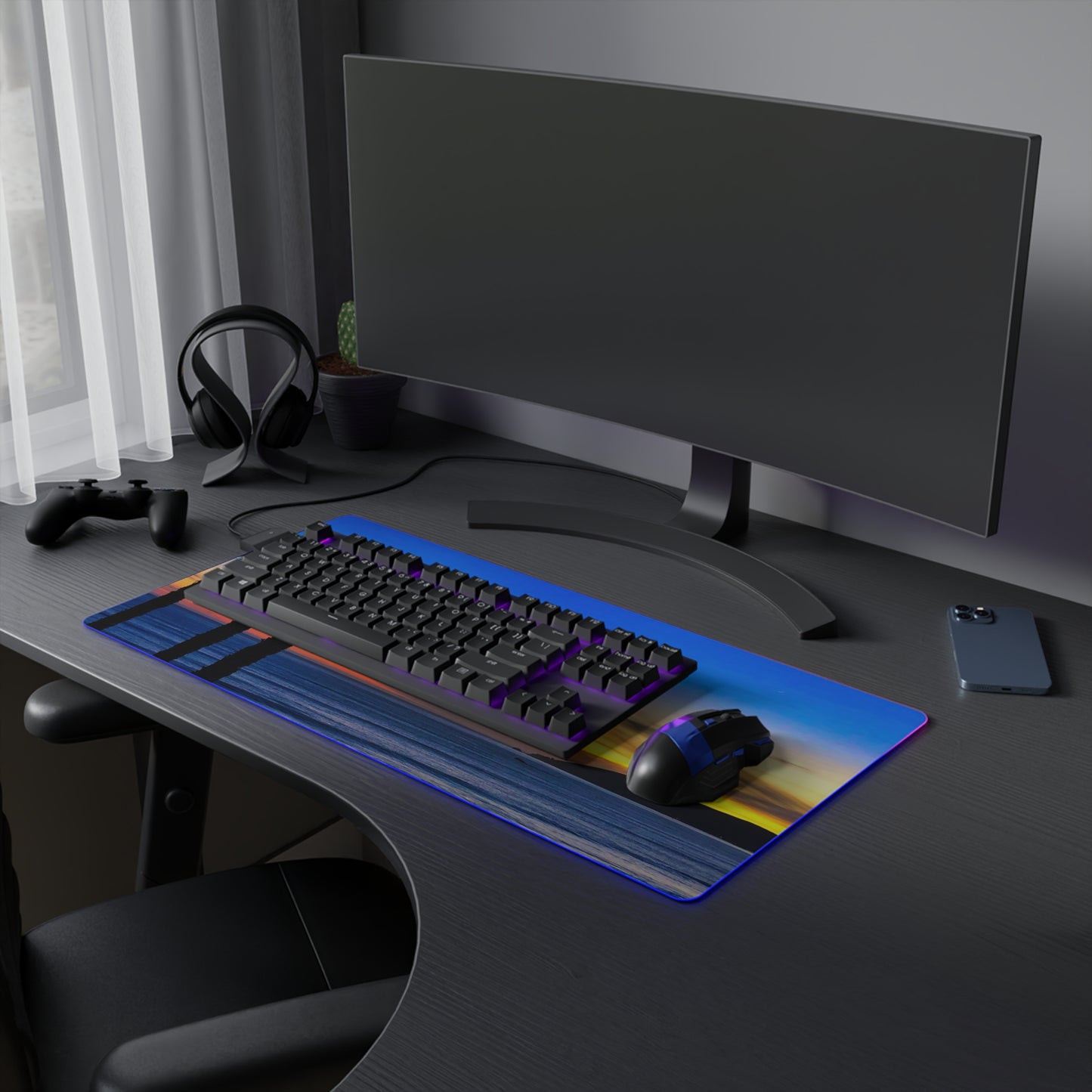 LED Gaming Desk Pad - "Twilight Palms"