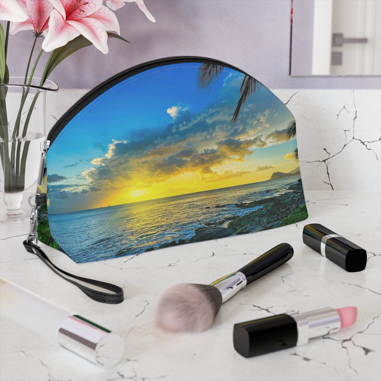 Makeup Bag / Travel Organizer - "Golden Aloha"