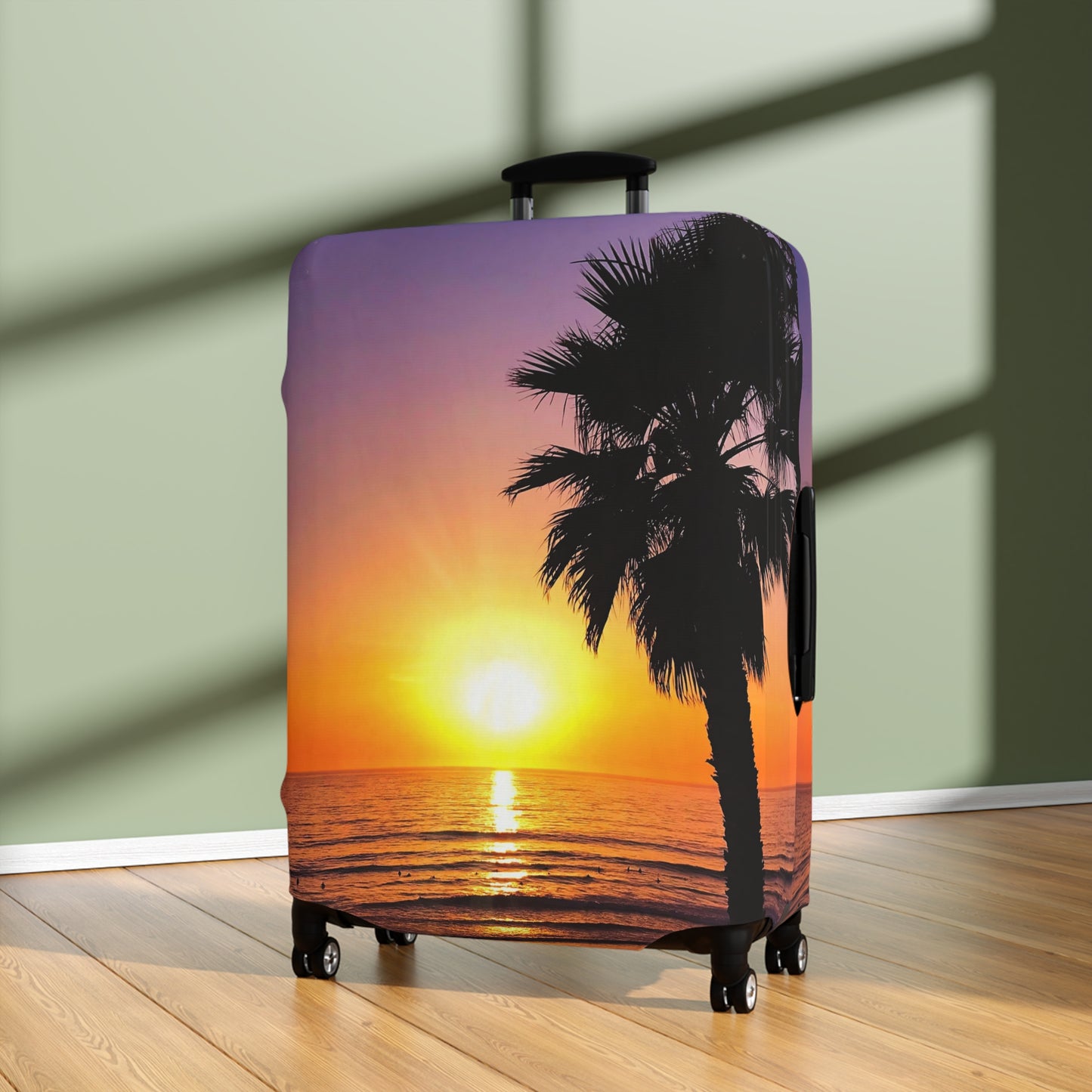Tropical Sunset Luggage Cover - "Palm Glow"