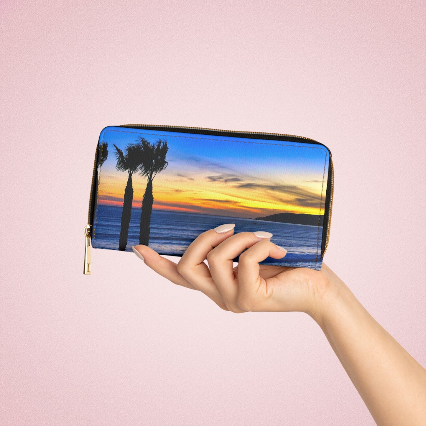 Zipper Wallet - "Twilight Palms"