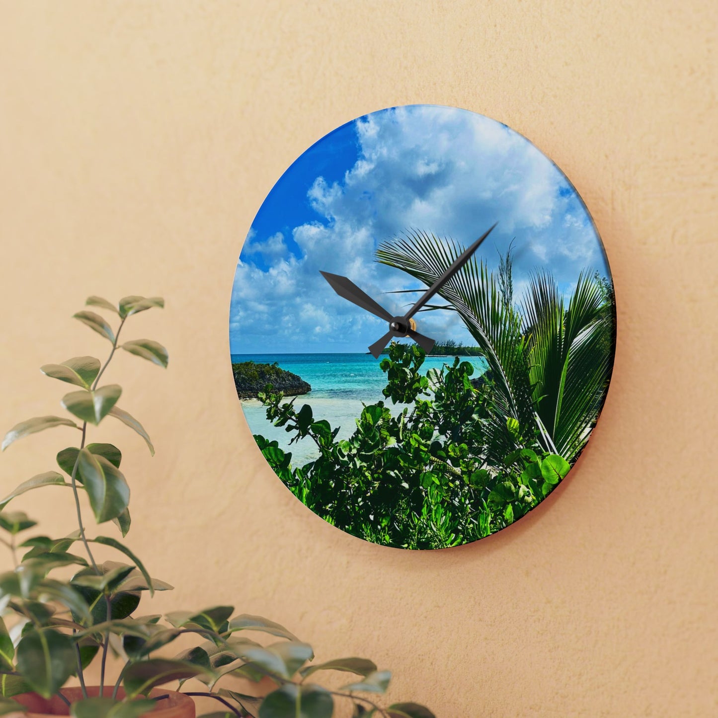 Acrylic Wall Clock - Bahama Bloom