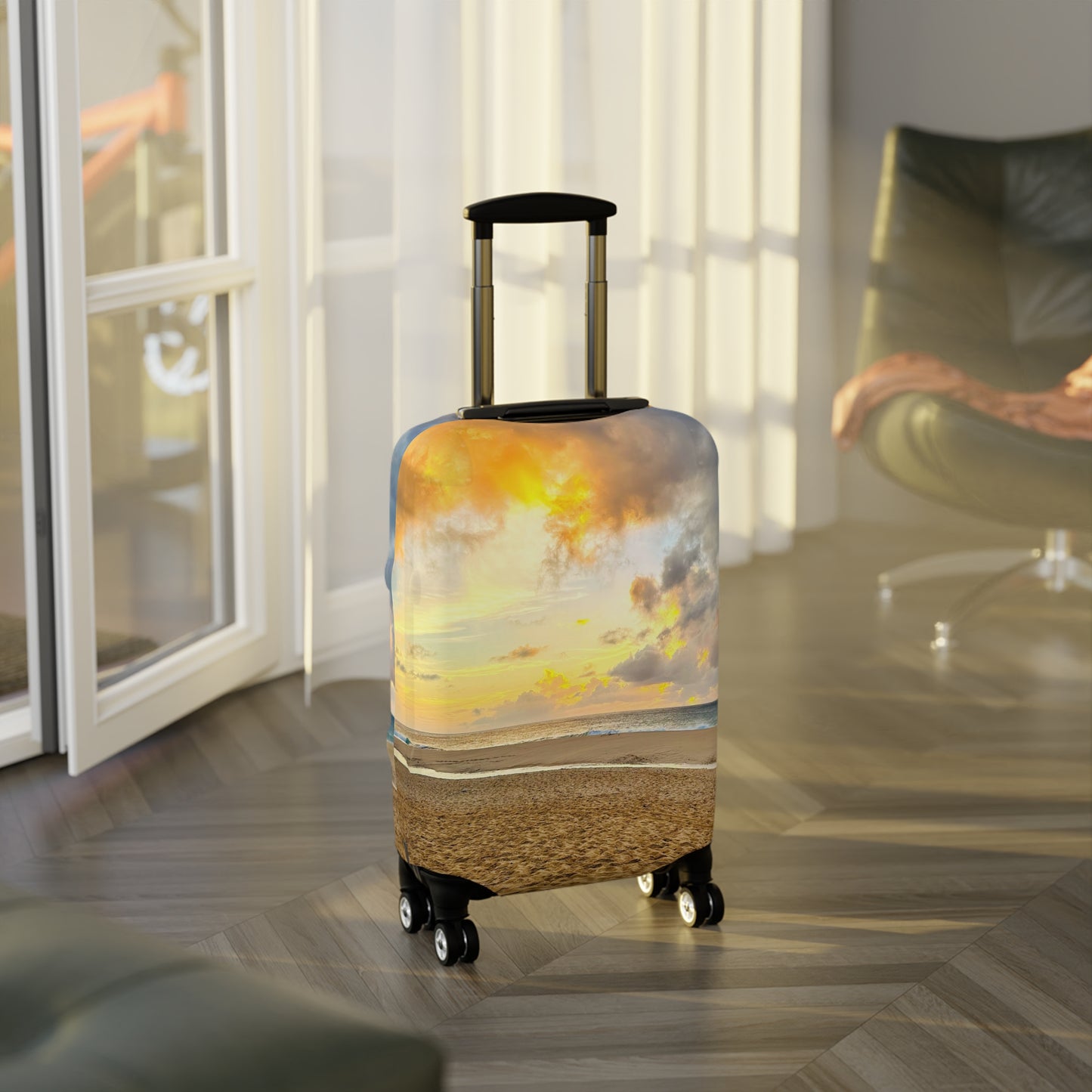 Beach Sunset Luggage Cover - "Shore Radiance"