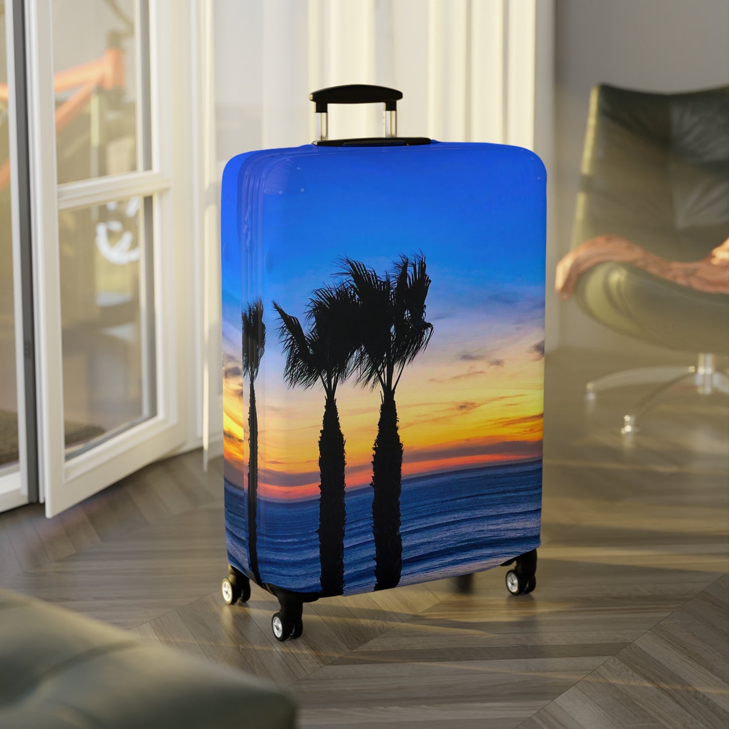 Tropical Sunset Luggage Cover - "Twilight Palms"
