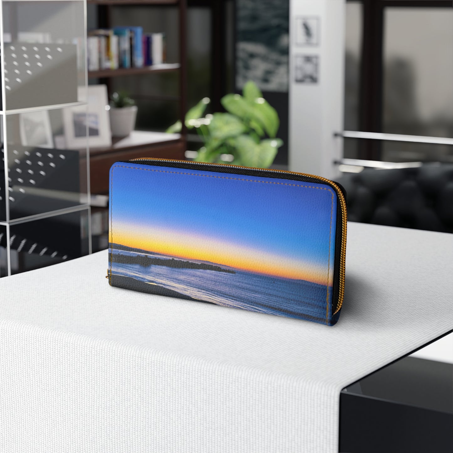 Zipper Wallet - "Golden Blues"