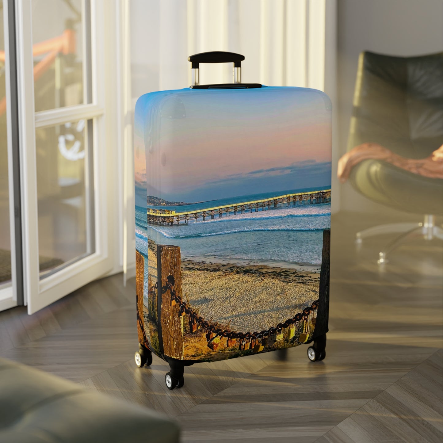 Coastal Luggage Cover - "Locked Love"