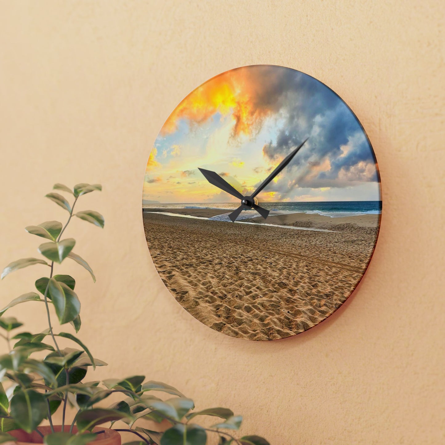 Acrylic Wall Clock - Sunset Sands