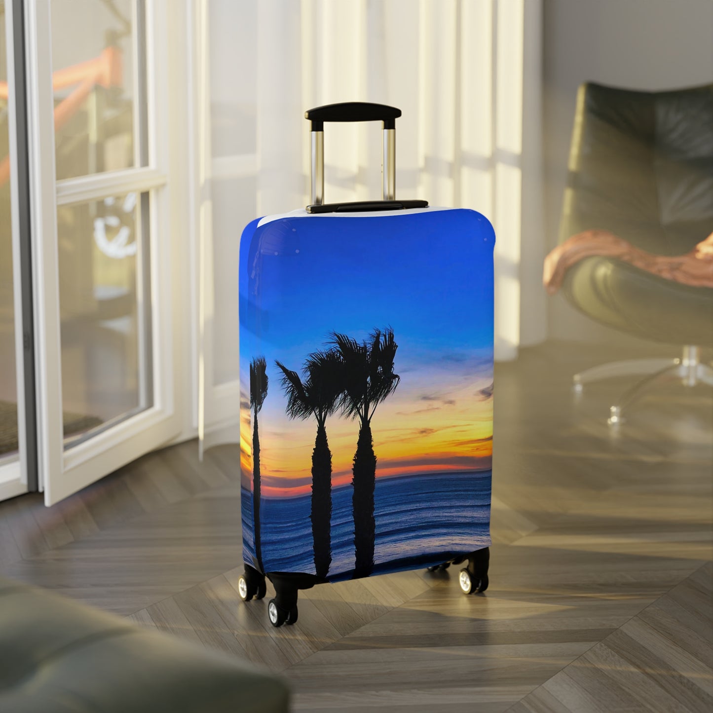 Tropical Sunset Luggage Cover - "Twilight Palms"