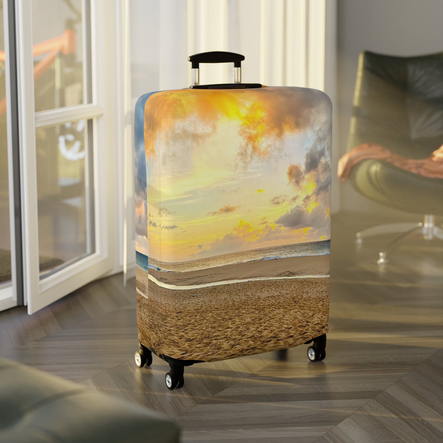 Beach Sunset Luggage Cover - "Shore Radiance"