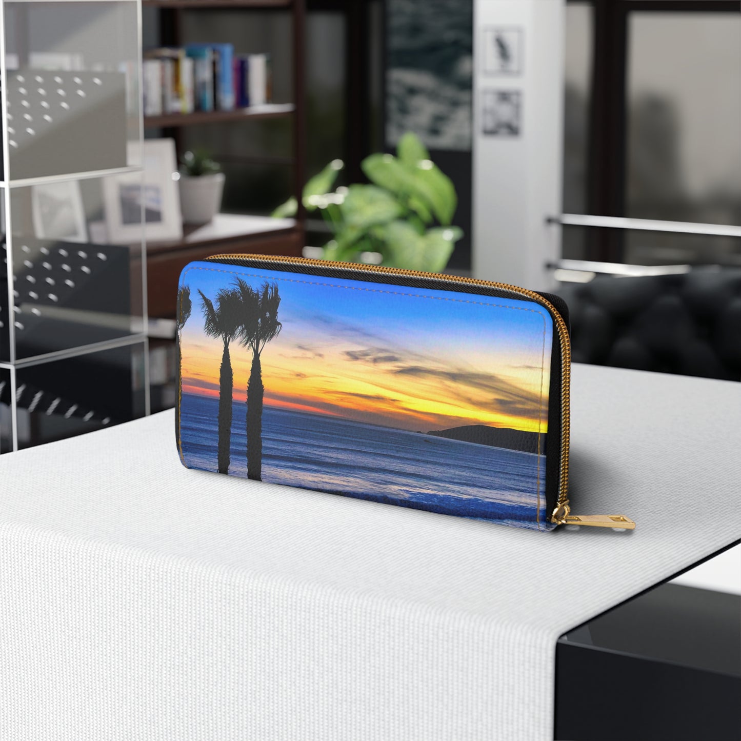 Zipper Wallet - "Twilight Palms"