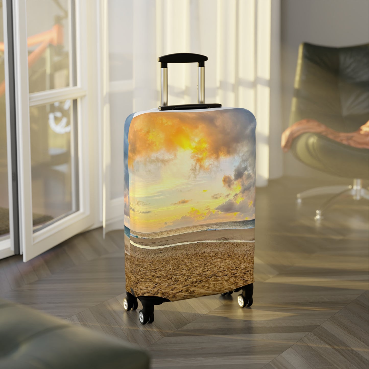 Beach Sunset Luggage Cover - "Shore Radiance"