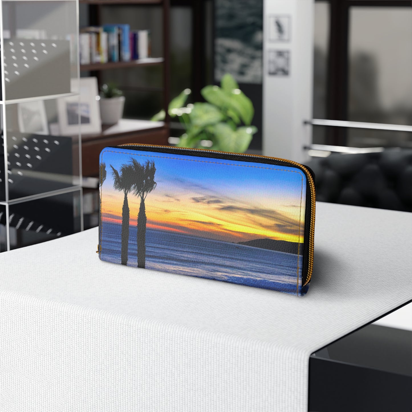 Zipper Wallet - "Twilight Palms"