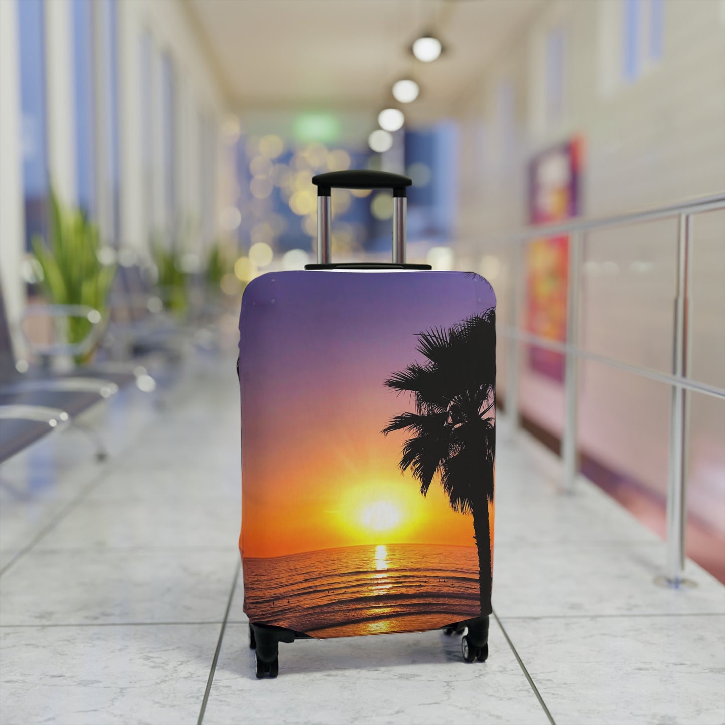 Tropical Sunset Luggage Cover - "Palm Glow"