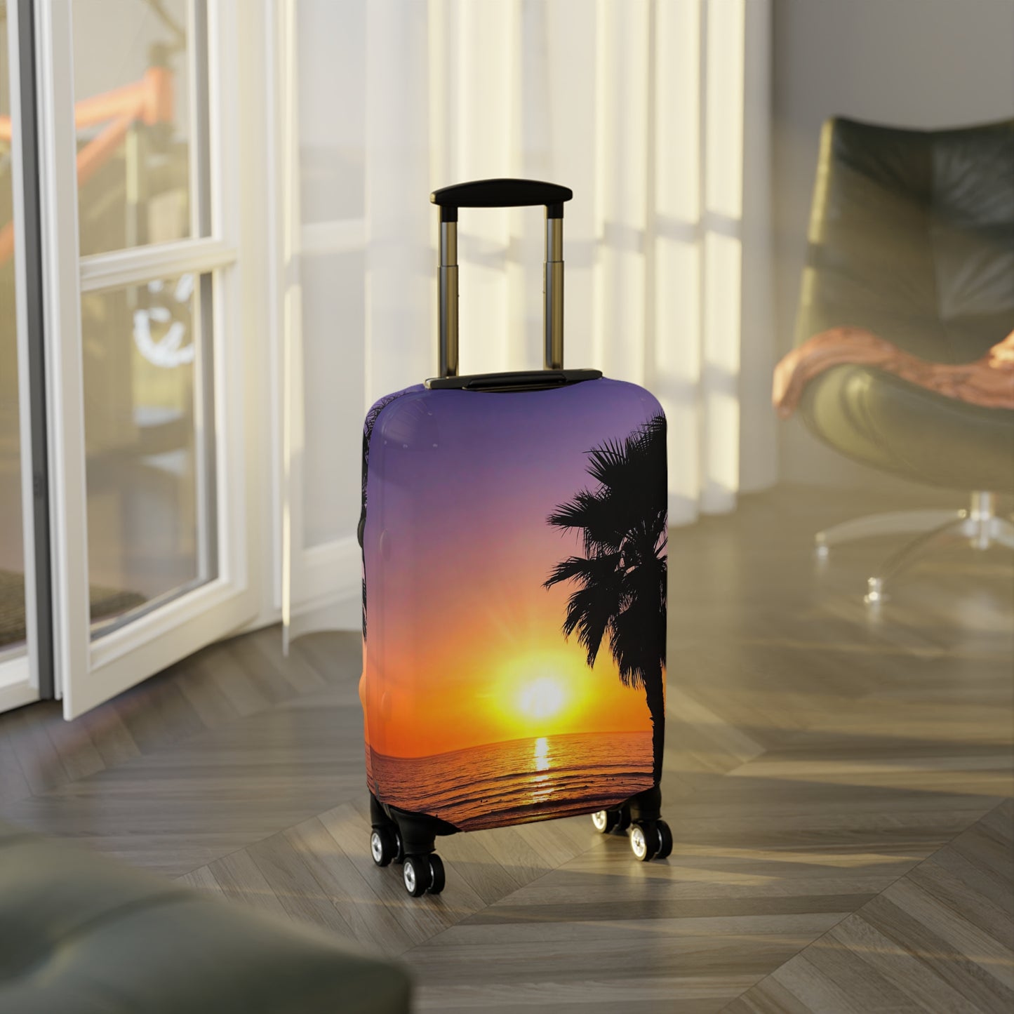 Tropical Sunset Luggage Cover - "Palm Glow"