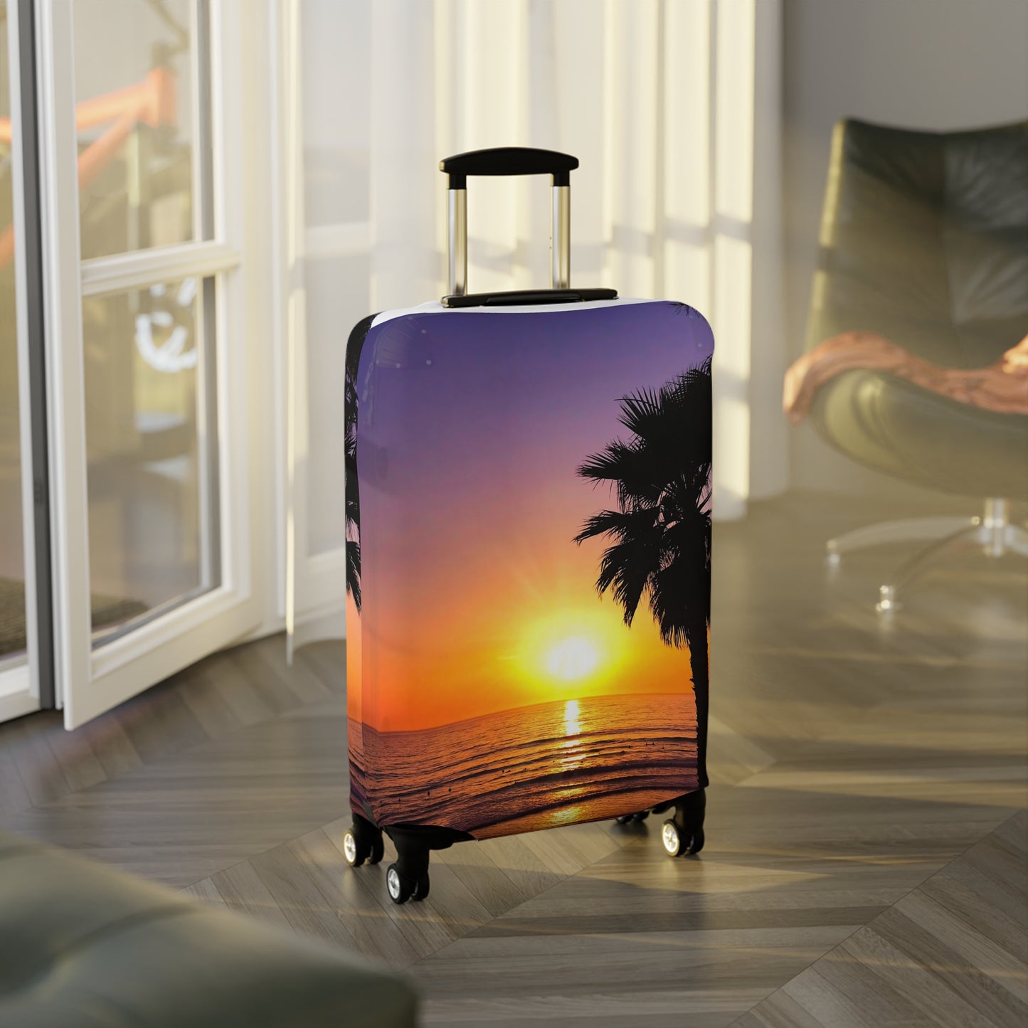 Tropical Sunset Luggage Cover - "Palm Glow"
