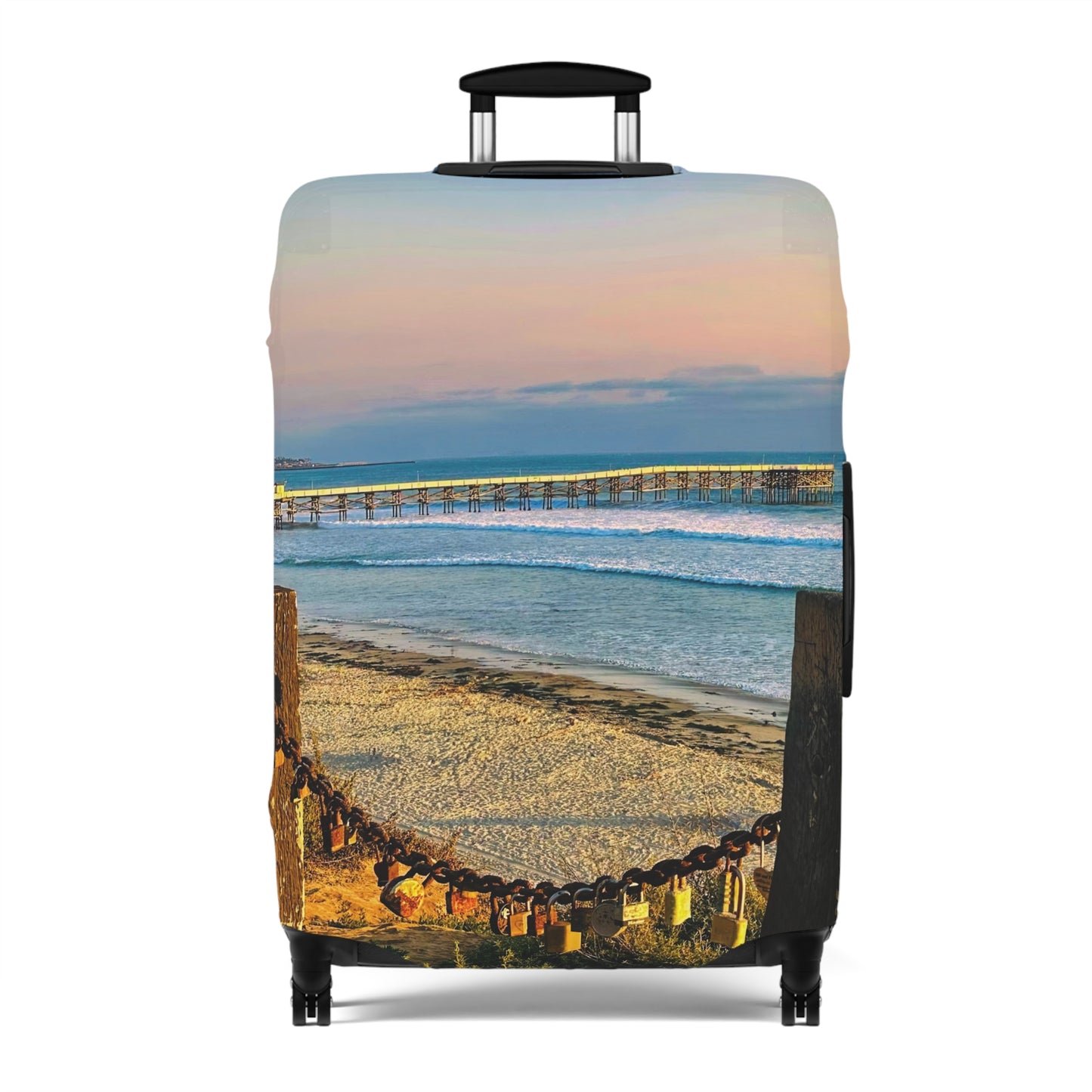 Coastal Luggage Cover - "Locked Love"