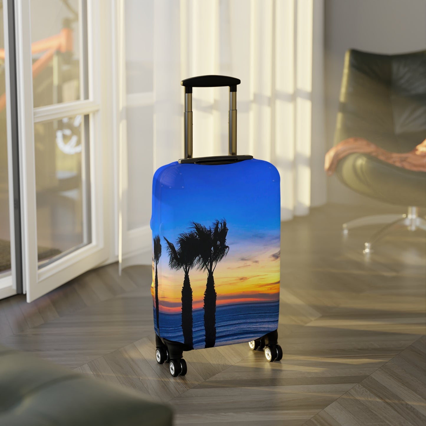 Tropical Sunset Luggage Cover - "Twilight Palms"